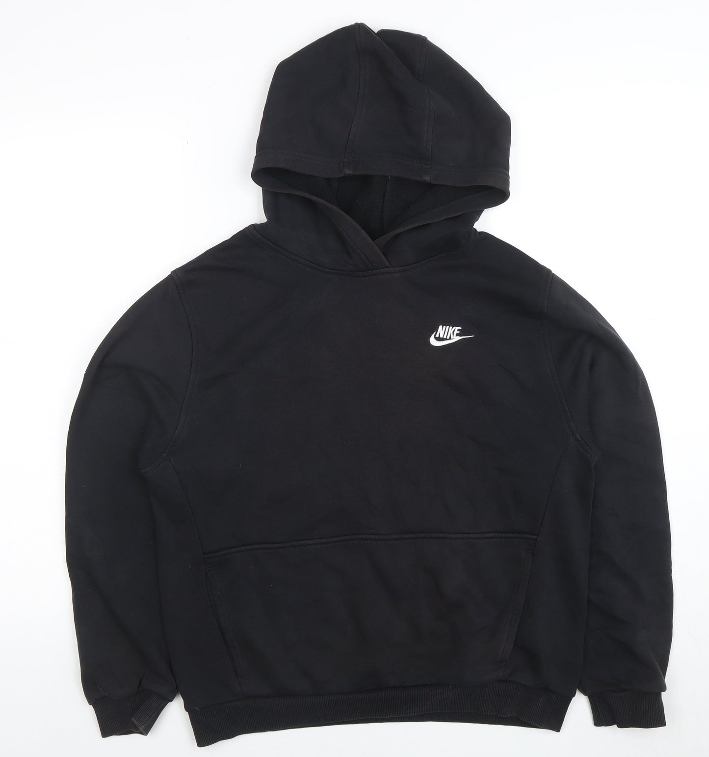 Nike Boys Black Pullover Hoodie XL Cotton Blend with Logo Detail
