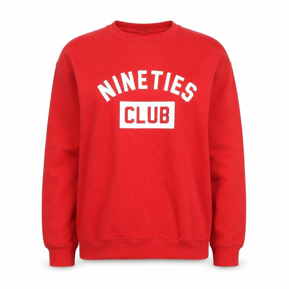 Boohoo Women's Red 'Nineties Club' Logo Crew Neck Sweatshirt Size M