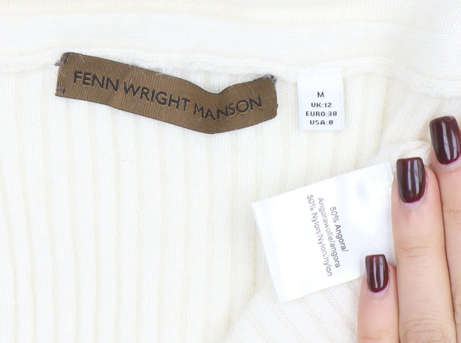Fenn Wright Manson Women's Ivory Angora Knit Open Cardigan UK 12