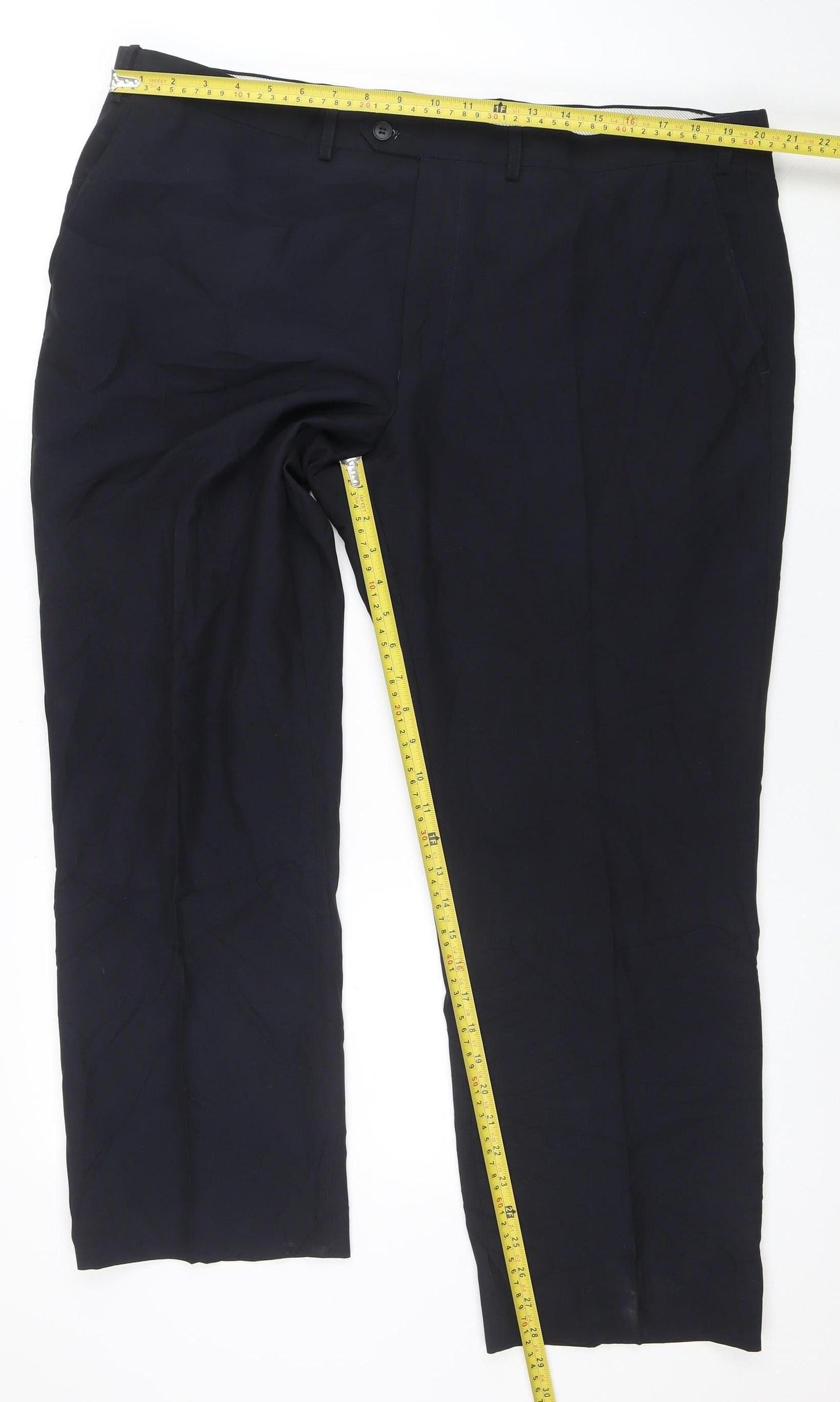 Marks and Spencer Men's Blue Regular Fit Formal Trousers 42W 29L