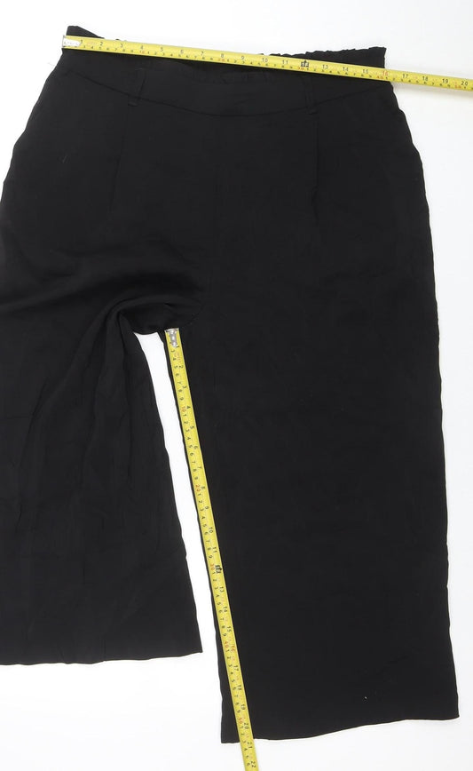 New Look Women's Black Size 14 Wide-Leg Trousers Polyester