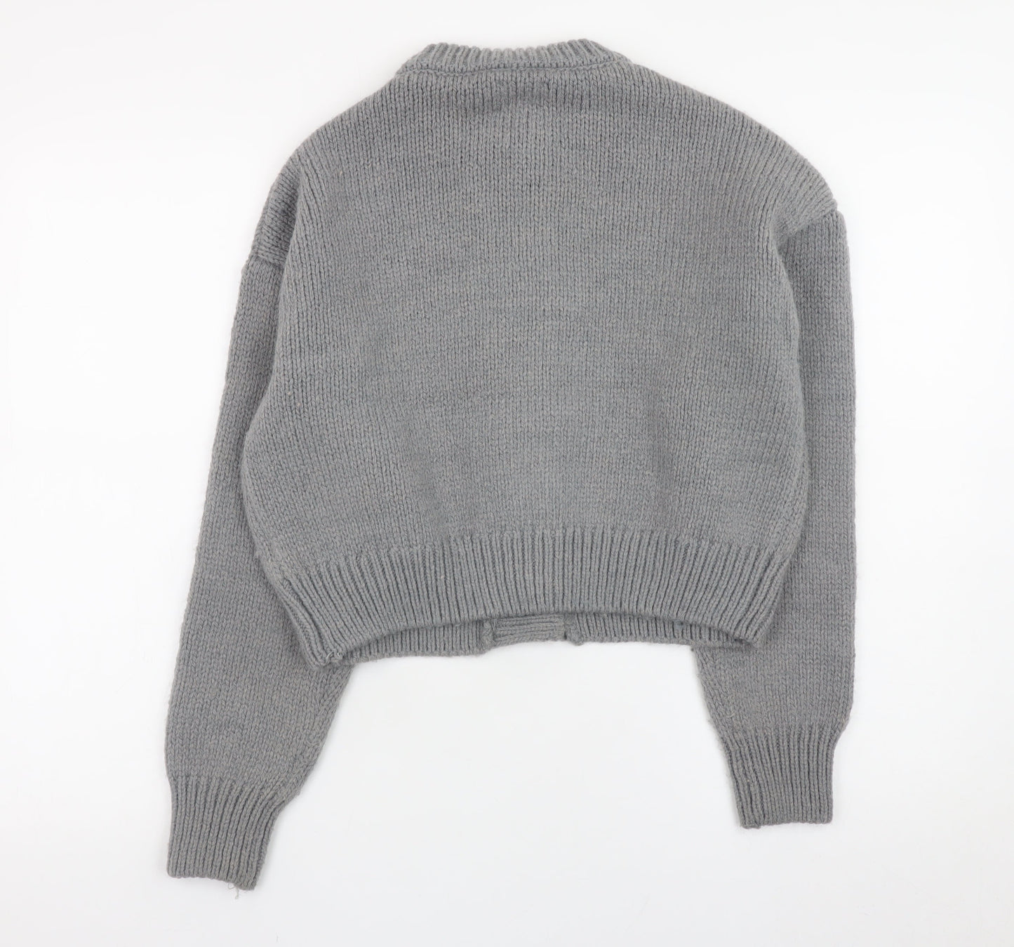 ASOS DESIGN Women Grey Chunky Knit Button Cardigan Size S