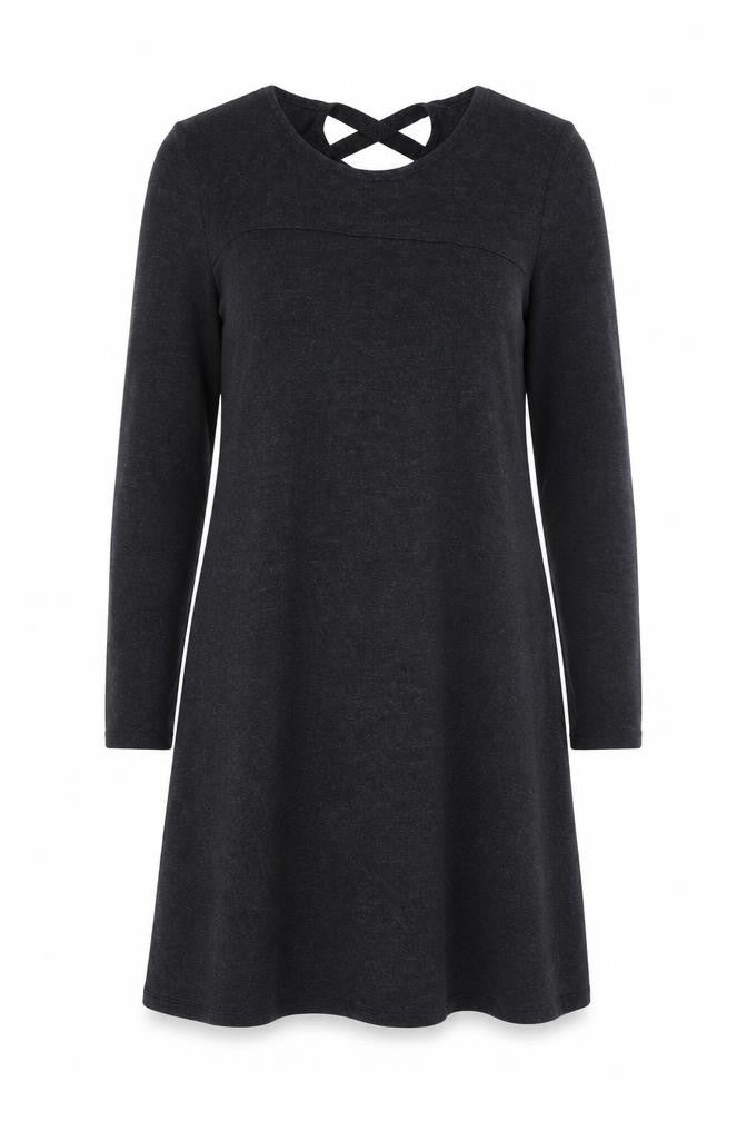 Monsoon Women Black Size 12 Shift Jersey Long Sleeve Knee Dress