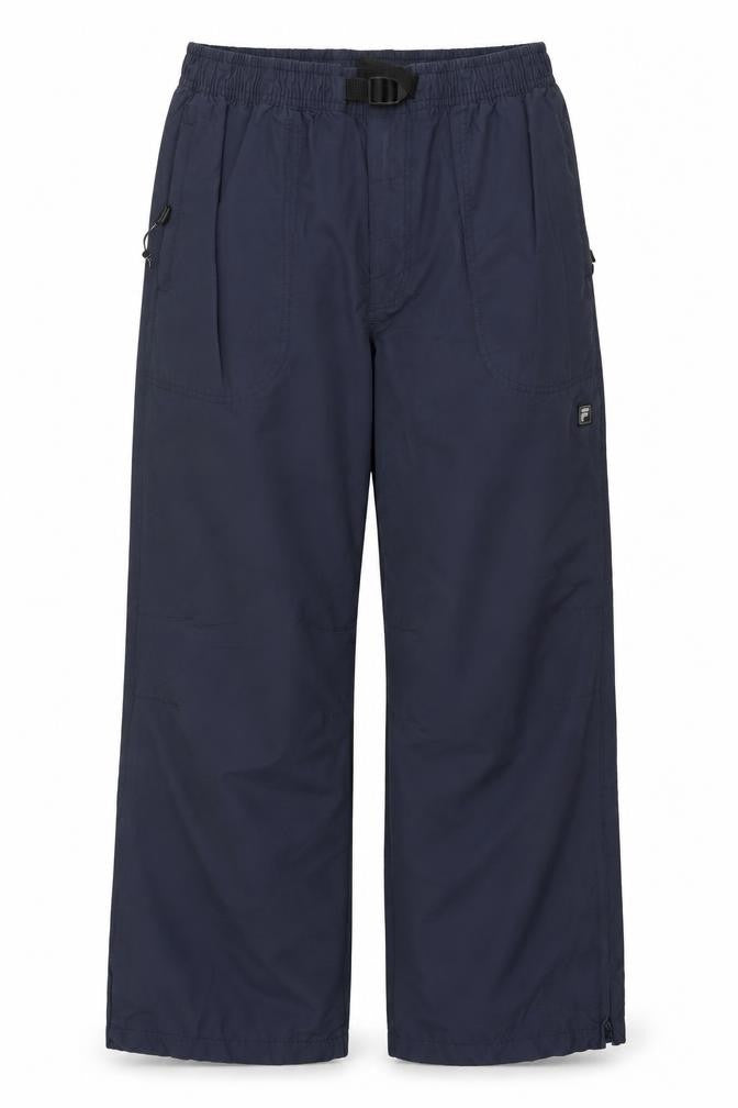 Front view of Fila men’s blue cargo trousers l lightweight elastic waist