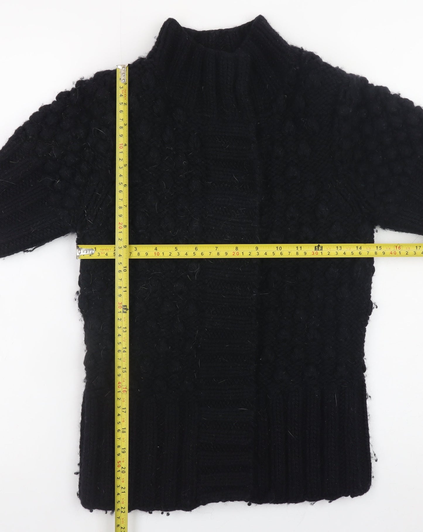 Ted Baker Women Black Wool Short Sleeve Mock Neck Jumper Size 10