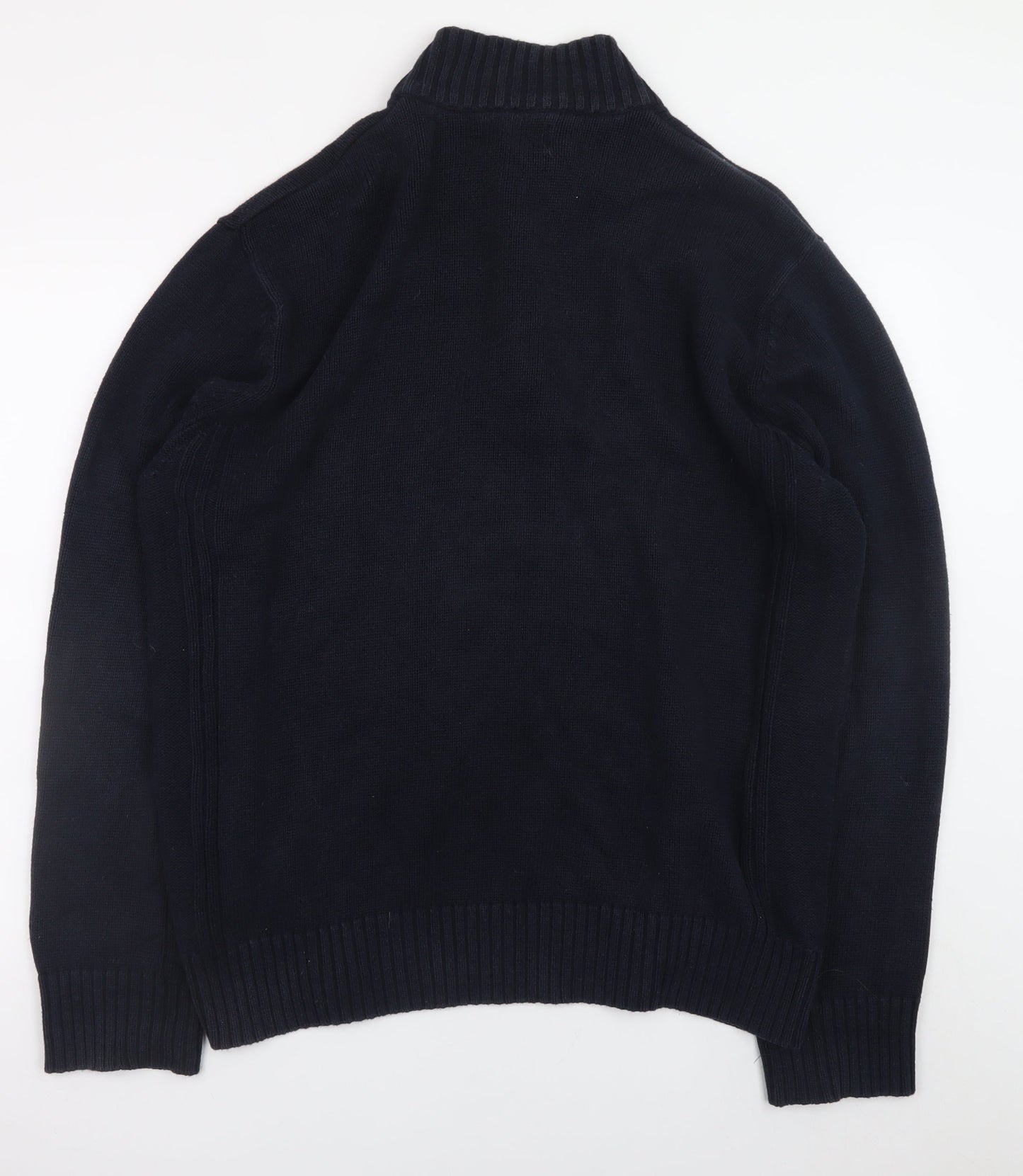Marks and Spencer Men's Black XL Henley Cotton Jumper
