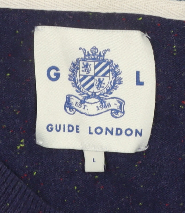 Guide London Men's Blue Cotton Crew Neck Jumper Size L