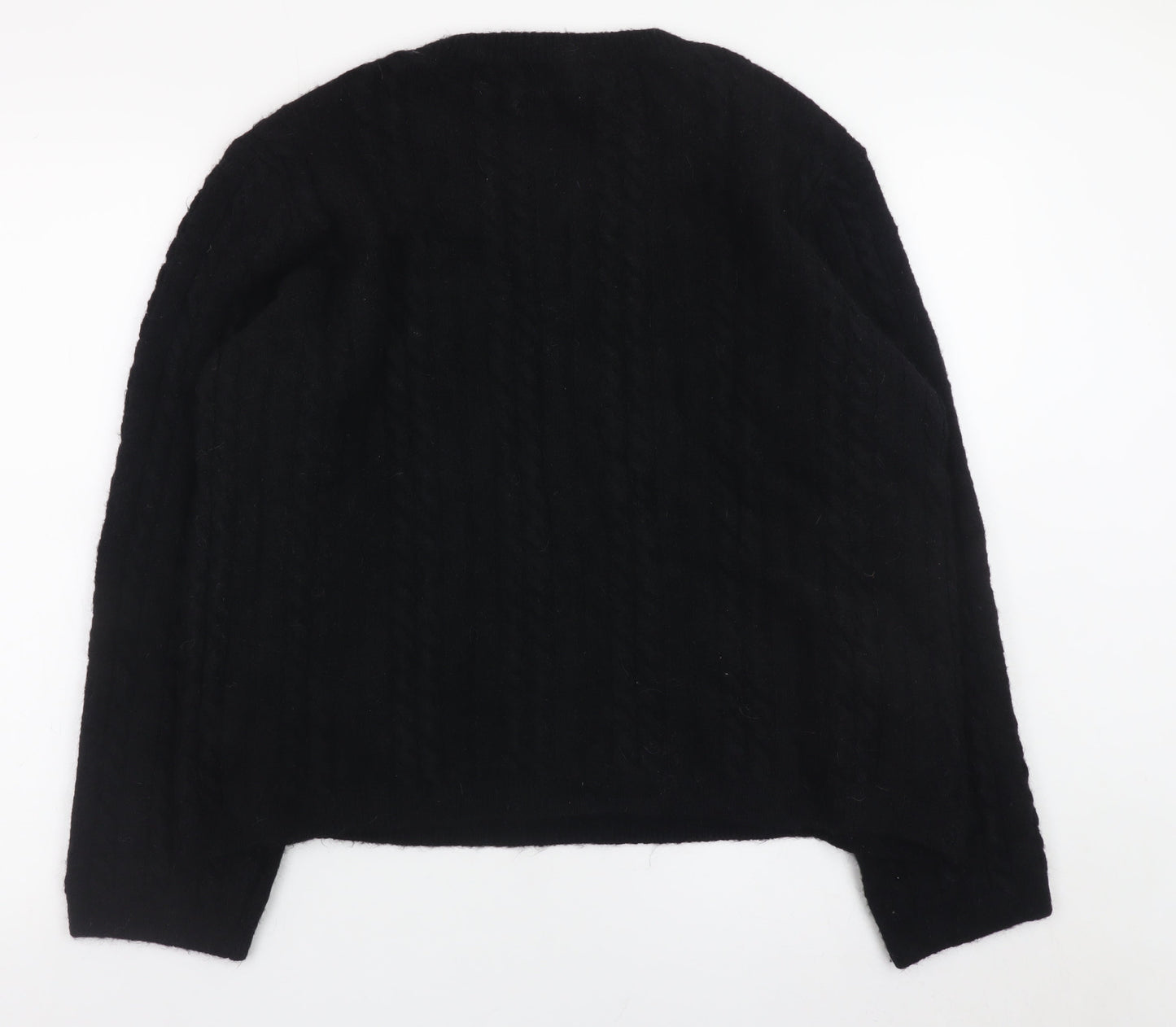 Marks and Spencer Womens Black L Ruffle Knit Jumper Pullover