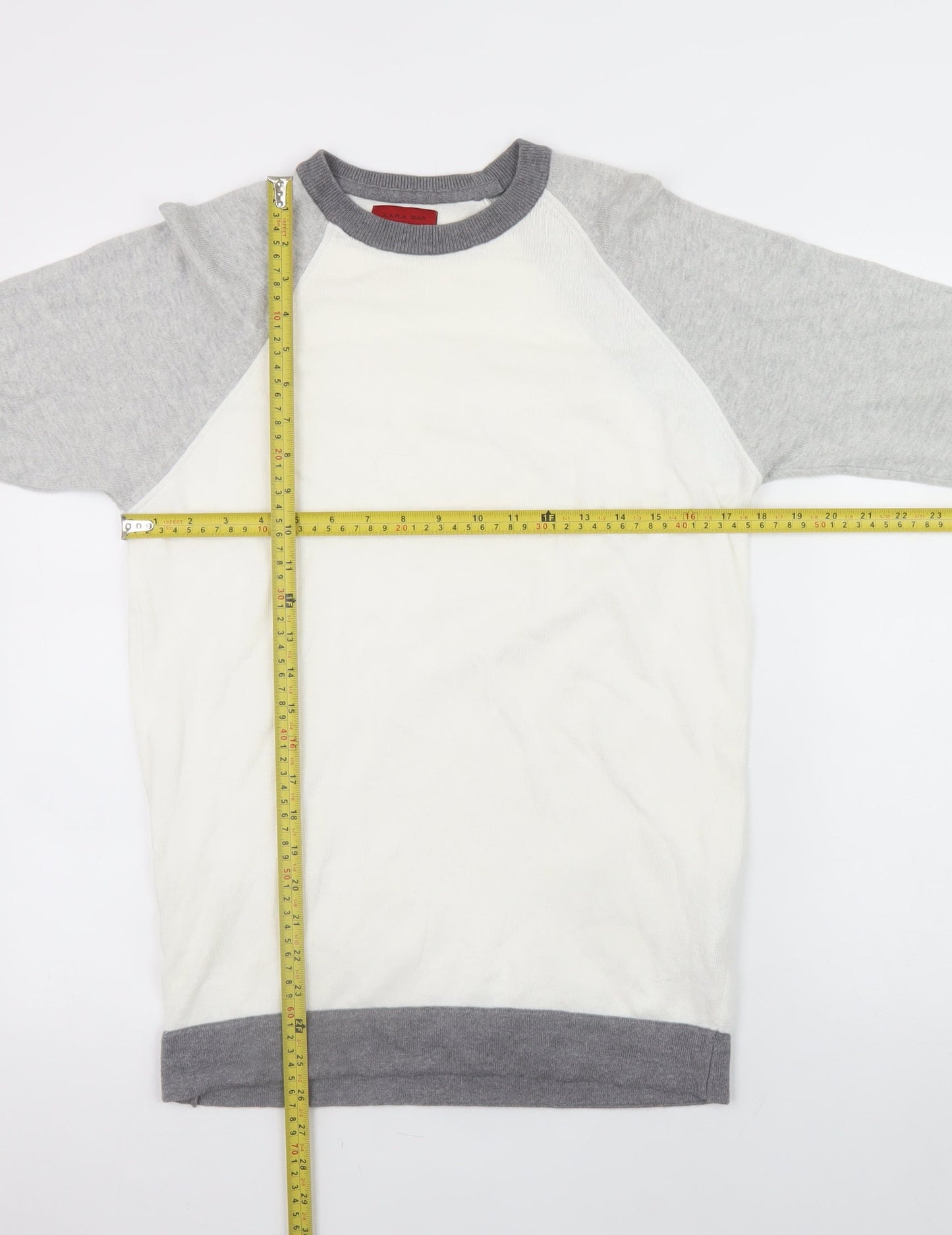 Zara Man Men's Grey Cotton Crew Neck Long Sleeve Pullover Jumper Size S