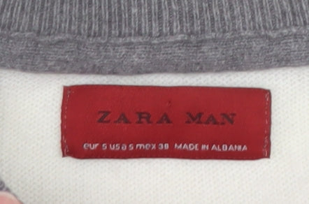 Zara Man Men's Grey Cotton Crew Neck Long Sleeve Pullover Jumper Size S