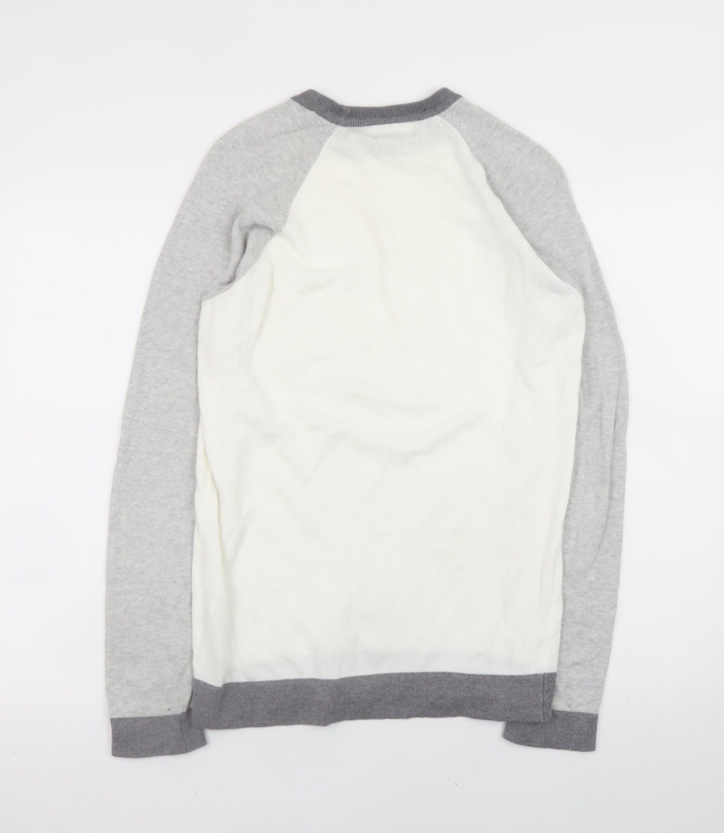 Zara Man Men's Grey Cotton Crew Neck Long Sleeve Pullover Jumper Size S
