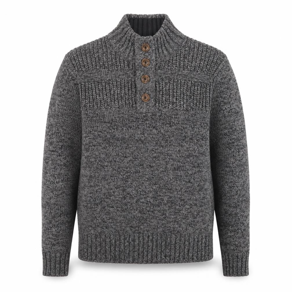 George Men’s Grey High Neck Henley Jumper Small Acrylic Knit