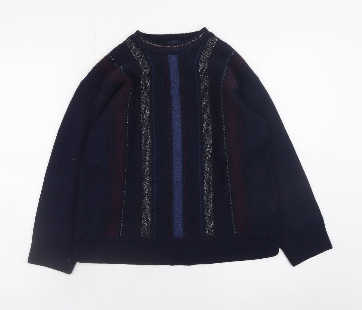 Gabicci Boys Navy Striped Pullover Jumper XL Merino Wool Acrylic Blend