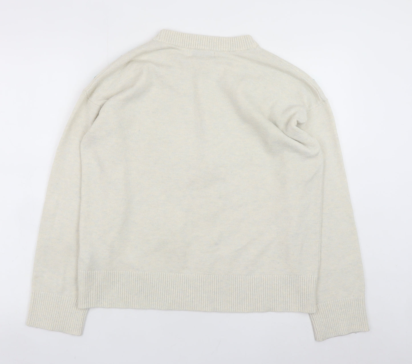 Marks and Spencer Women Ivory Sequin Crew Neck Jumper Size M
