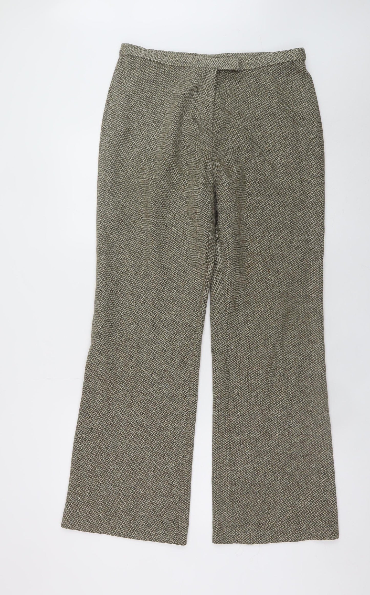 Marks and Spencer Women Brown Herringbone Wool Trousers UK 14
