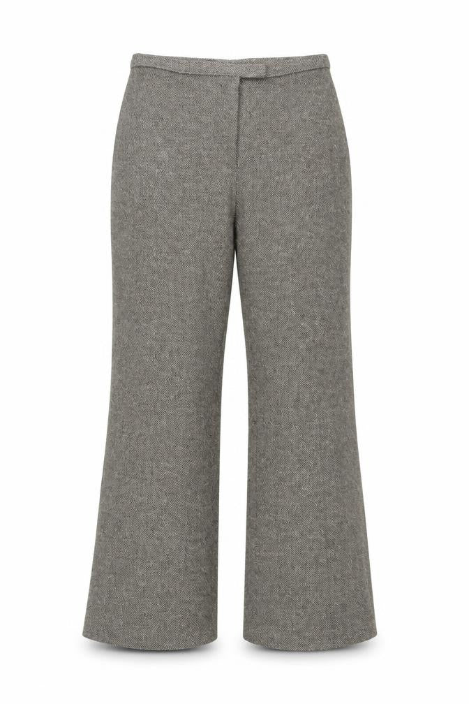 Marks and Spencer Women Brown Herringbone Wool Trousers UK 14