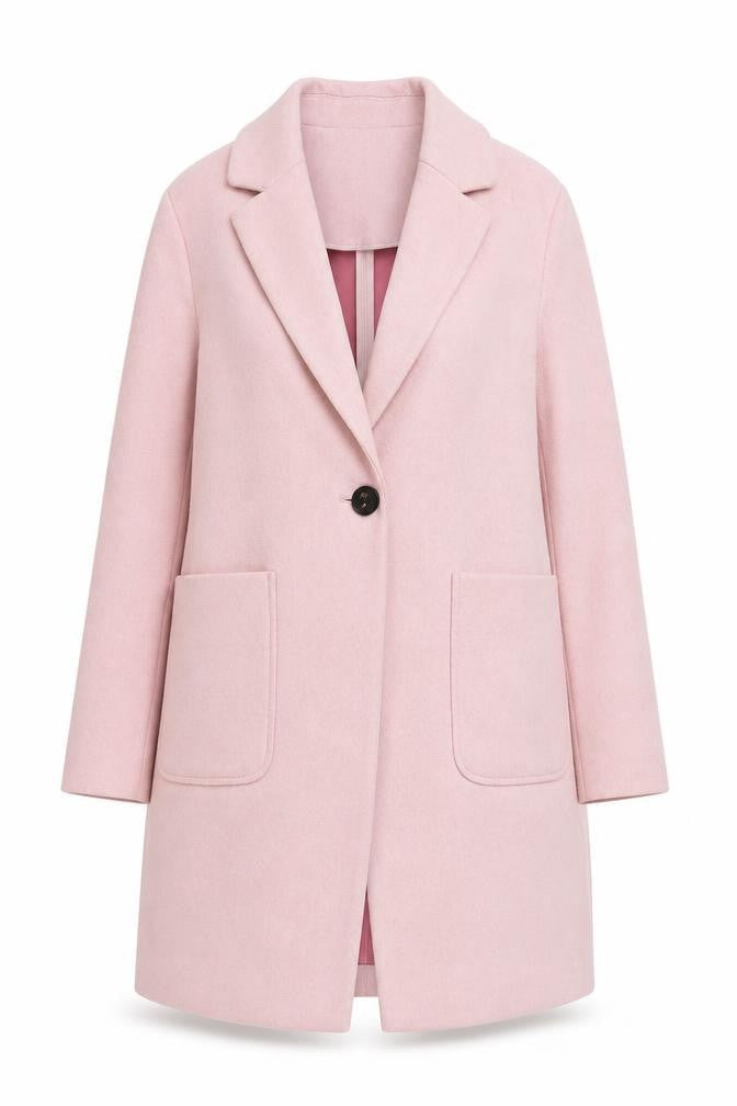 Marks & Spencer Women’s Pink 10 Regular Overcoat Buttoned Wool Look
