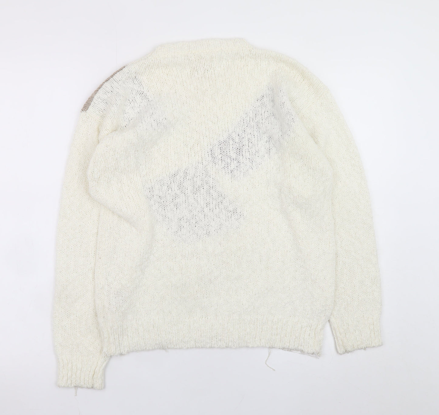 Fashion Classics Women's Ivory Floral Knit Pullover Jumper M
