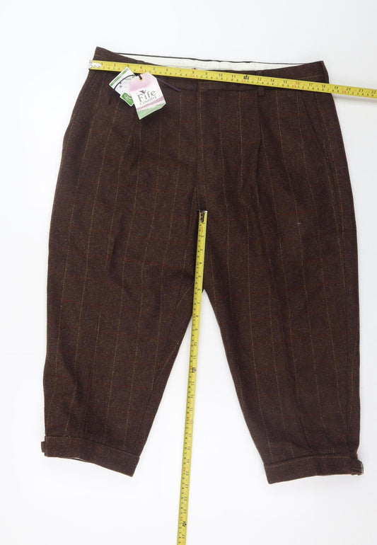 Hoggs of Fife Men's Brown Wool Tweed Pleated Trousers Size 38