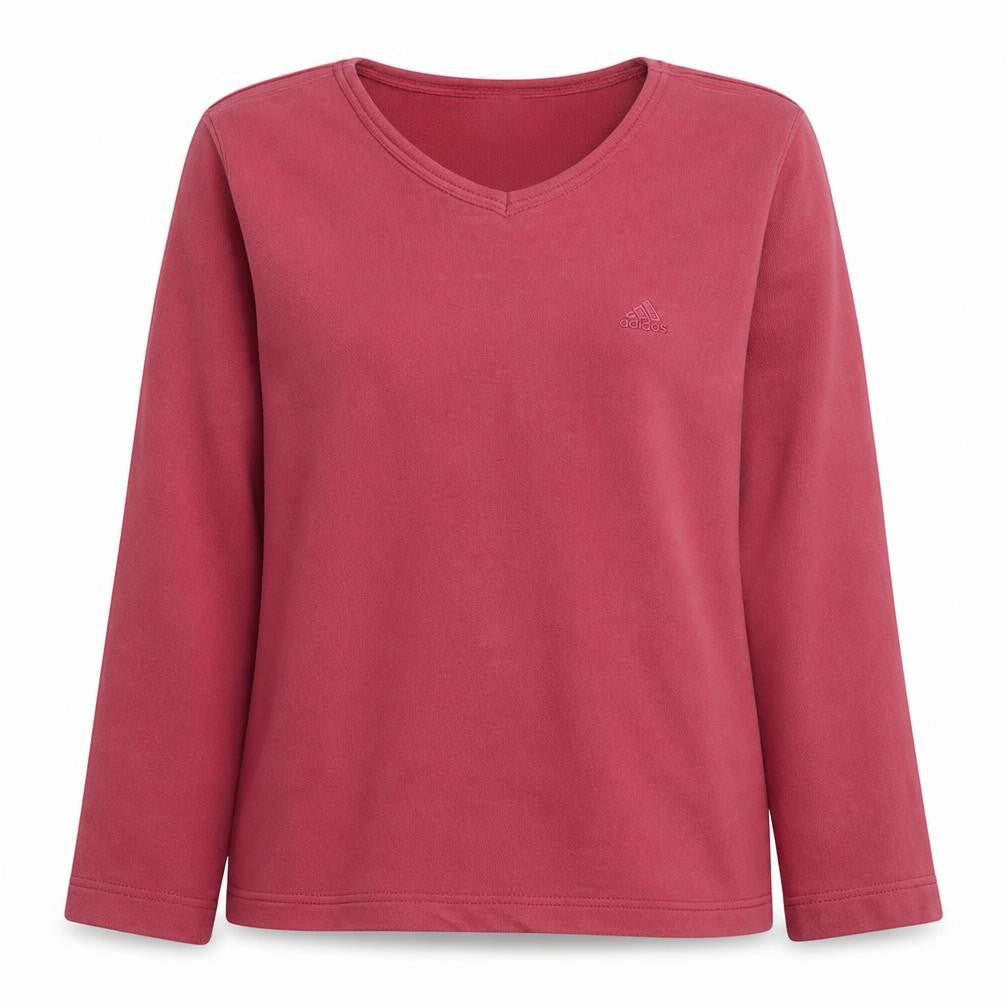 Adidas Women’s Red V-Neck Pullover Sweatshirt Size M Cotton