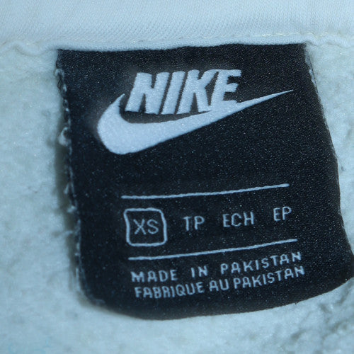 Nike Womens White Pullover Hoodie XS Cotton Blend Logo Sweatshirt