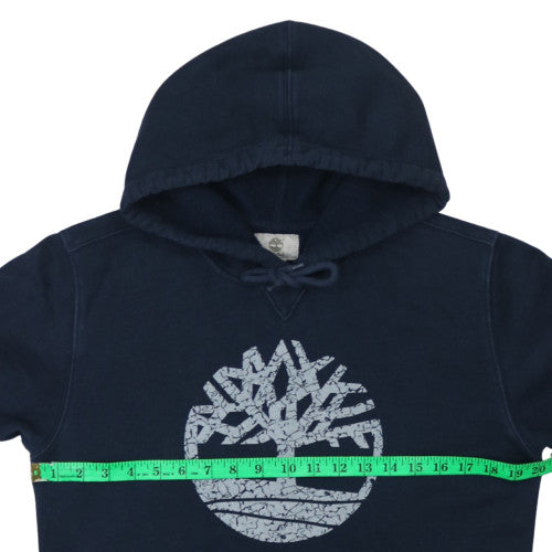 Timberland Men's Blue Pullover Hoodie Regular Fit S Logo Fleece