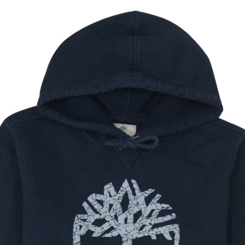 Timberland Men's Blue Pullover Hoodie Regular Fit S Logo Fleece