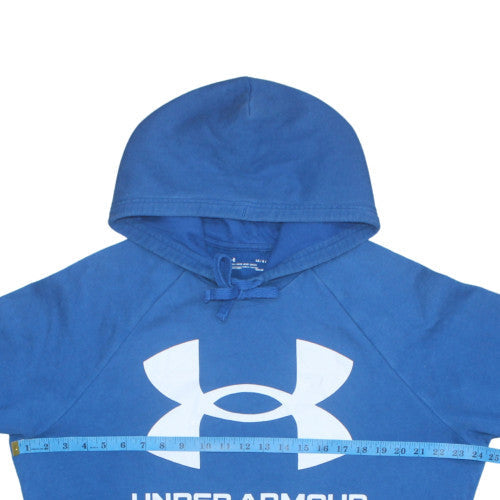 Under Armour Mens Blue Pullover Hoodie L Logo Fleece Sportswear