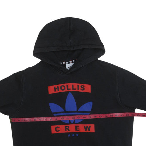 adidas Mens Black Hoodie L Pullover Hooded Fleece Hollis Crew Sweatshirt