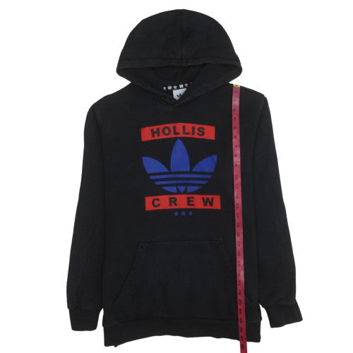 adidas Mens Black Hoodie L Pullover Hooded Fleece Hollis Crew Sweatshirt