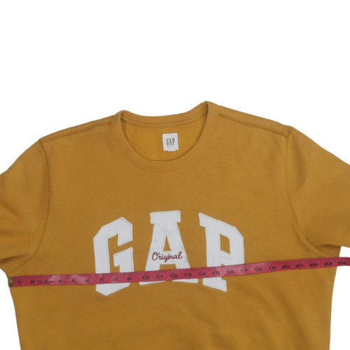 GAP Women Mustard Yellow Pullover Sweatshirt L Crew Neck Cotton Blend