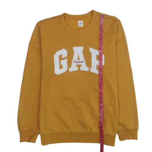 GAP Women Mustard Yellow Pullover Sweatshirt L Crew Neck Cotton Blend