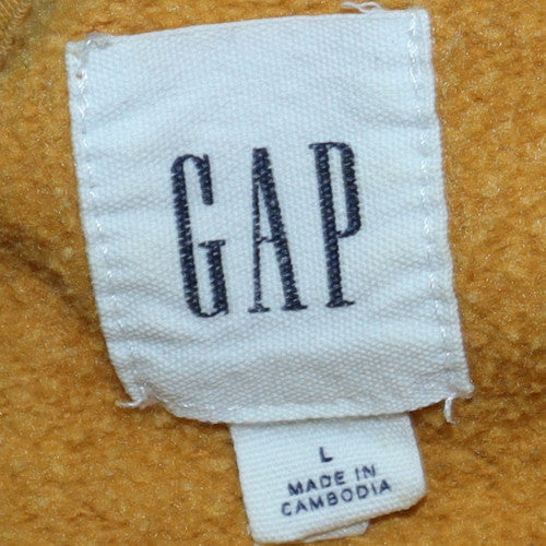GAP Women Mustard Yellow Pullover Sweatshirt L Crew Neck Cotton Blend