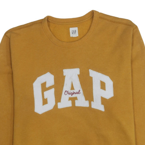 GAP Women Mustard Yellow Pullover Sweatshirt L Crew Neck Cotton Blend