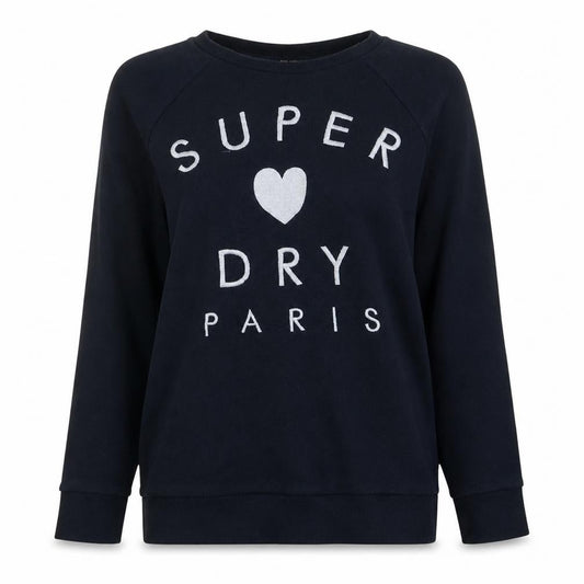 Superdry Women Navy Blue Paris Logo Pullover Sweatshirt Size M