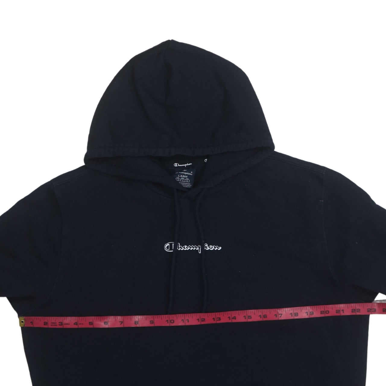 Champion Men's Black Pullover Hoodie Large Logo Fleece Sweatshirt