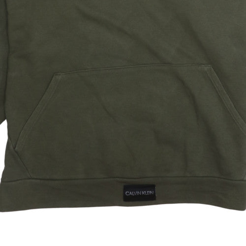 Calvin Klein Men’s Green Pullover Hoodie Fleece L Regular Fit