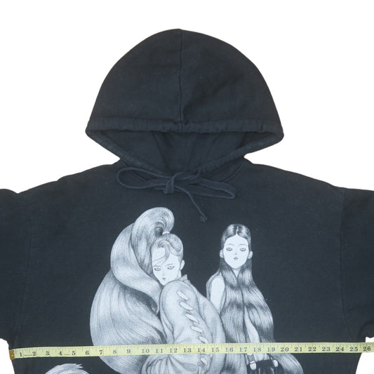 Zara Women Black Pullover Hoodie Graphic Print Long Sleeve Size L