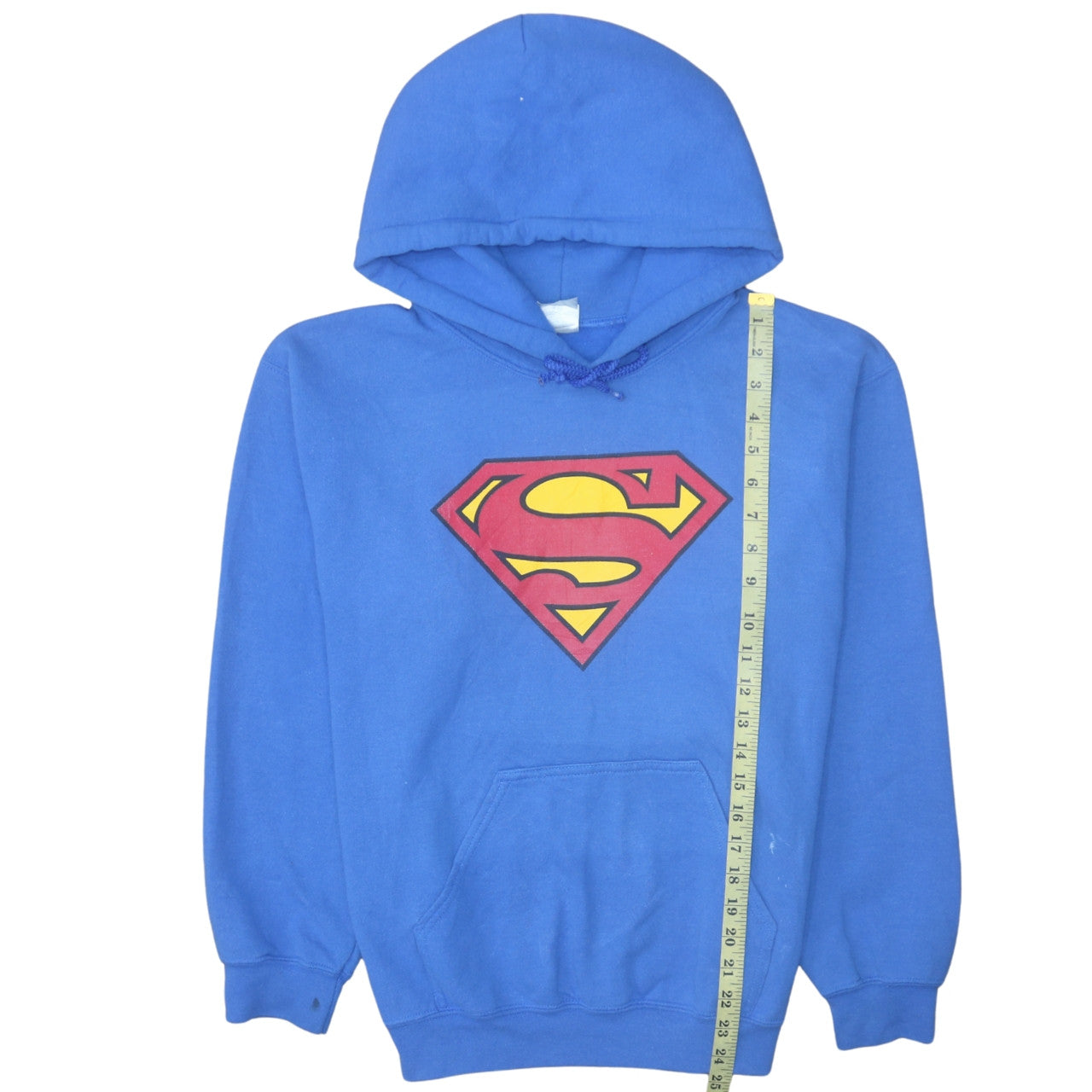 Gildan Men's Blue Superman Logo Pullover Hoodie Size S Fleece