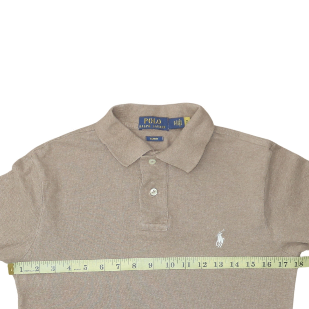 Ralph Lauren Men’s Beige Long Sleeve Slim Fit Cotton Polo Shirt Size S