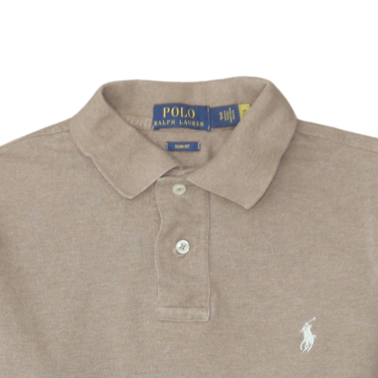 Ralph Lauren Men’s Beige Long Sleeve Slim Fit Cotton Polo Shirt Size S