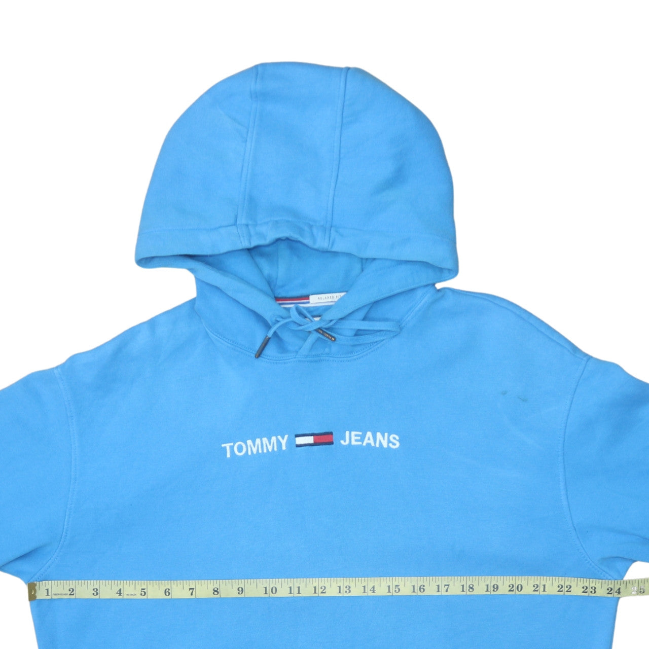 Tommy Jeans Men’s Blue Pullover Hoodie L Relaxed Fit Embroidered Logo