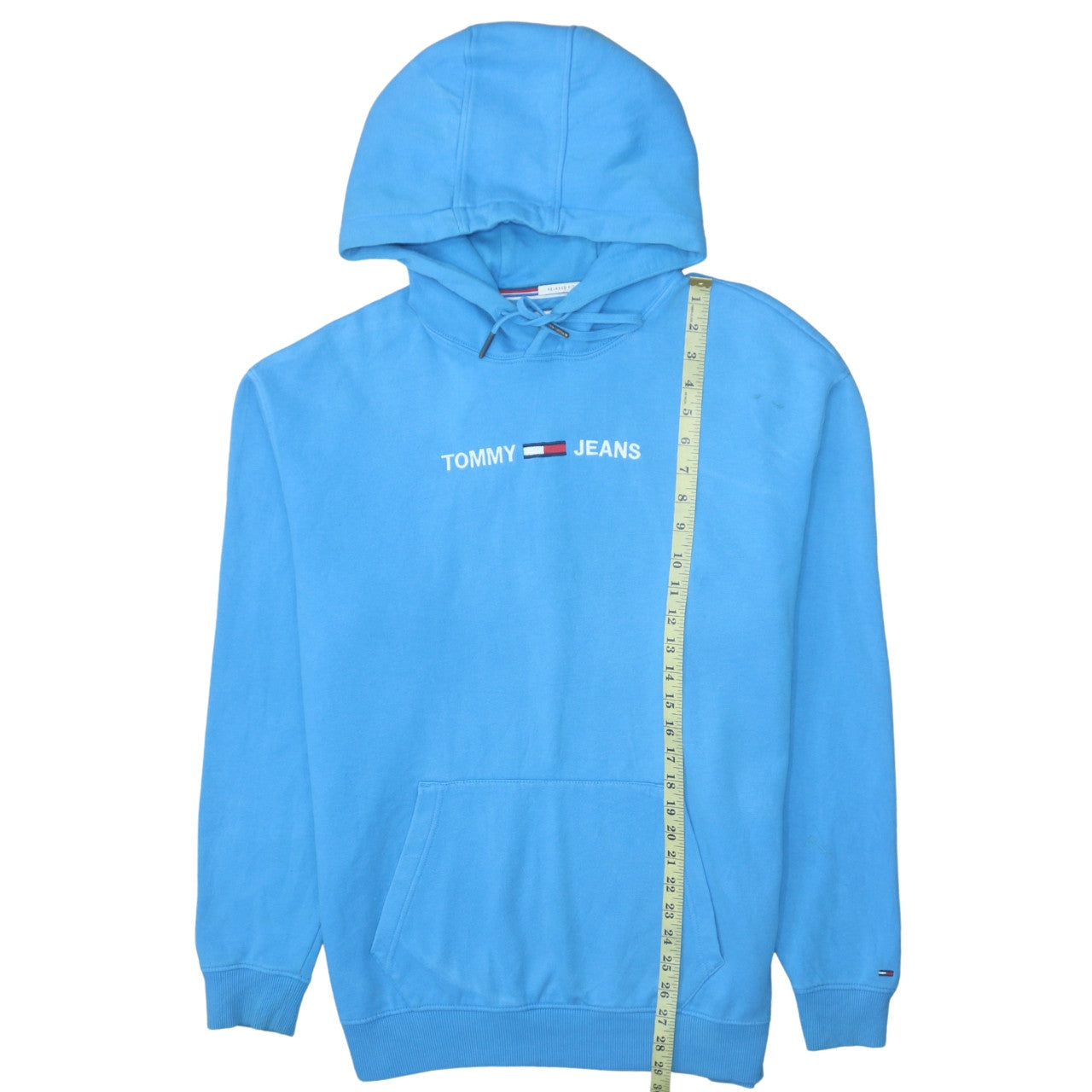 Tommy Jeans Men’s Blue Pullover Hoodie L Relaxed Fit Embroidered Logo