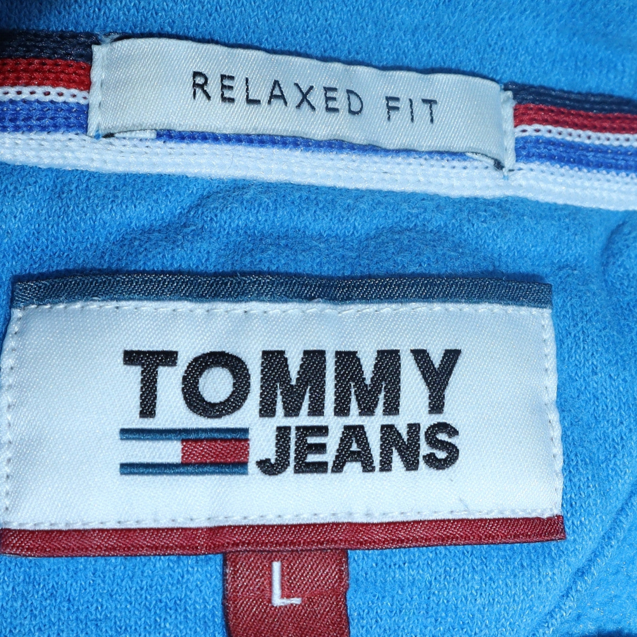 Tommy Jeans Men’s Blue Pullover Hoodie L Relaxed Fit Embroidered Logo