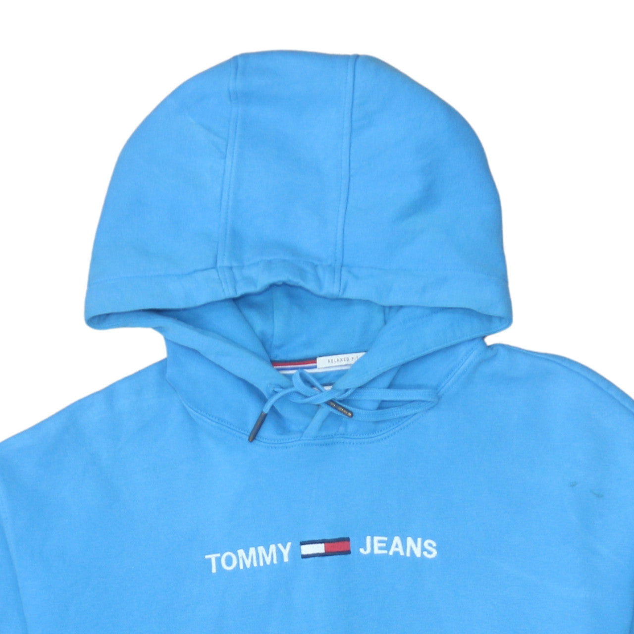 Tommy Jeans Men’s Blue Pullover Hoodie L Relaxed Fit Embroidered Logo