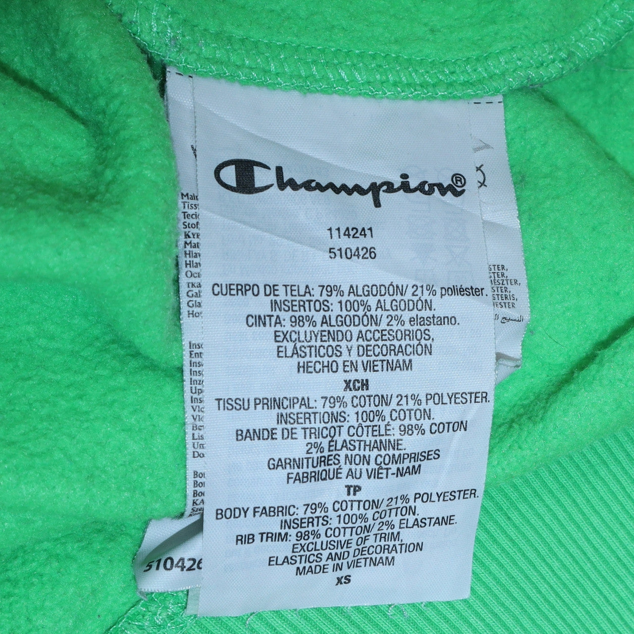 Champion Womens Green XS Pullover Hoodie Cotton Blend Casual