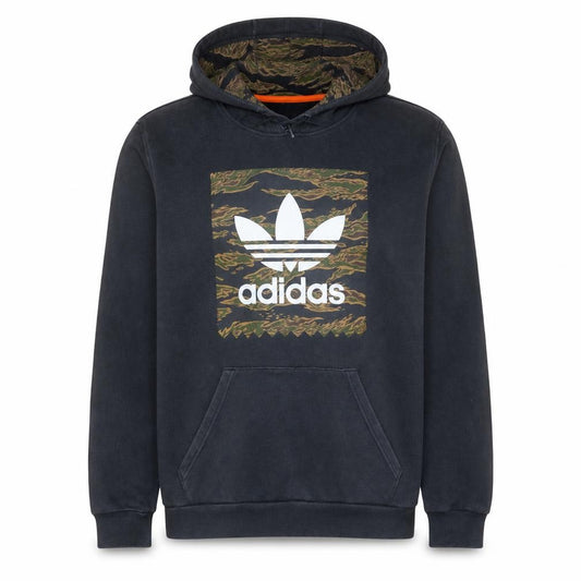Adidas Mens Black Pullover Hoodie M Fleece Graphic Logo Sweatshirt