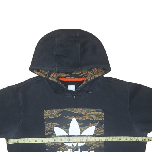 Adidas Mens Black Pullover Hoodie M Fleece Graphic Logo Sweatshirt