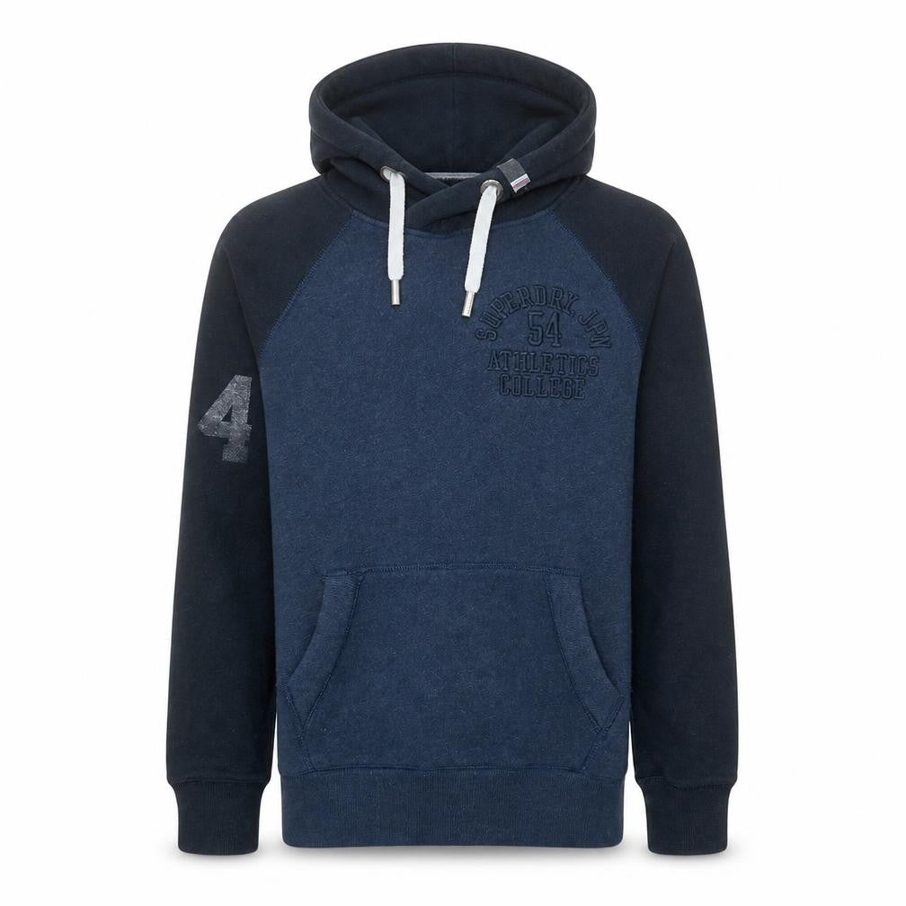 Superdry Men's Blue Pullover Hoodie Size M College Logo Fleece