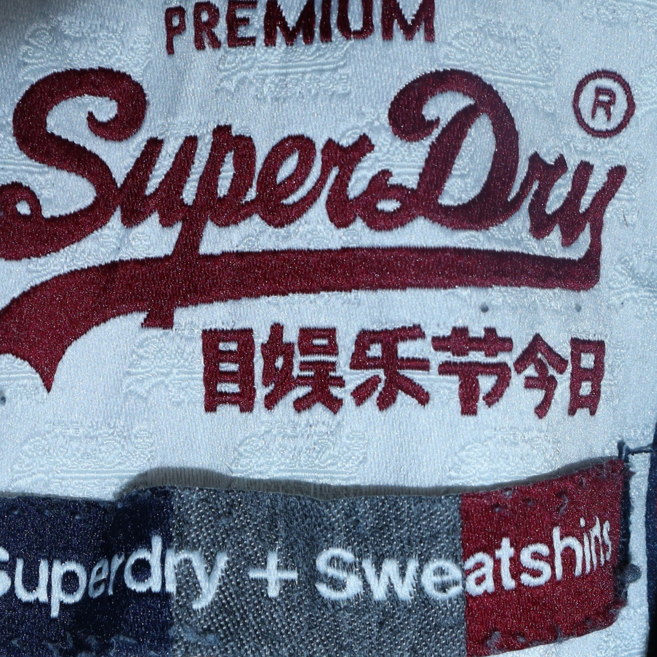 Superdry Men's Blue Pullover Hoodie Size M College Logo Fleece